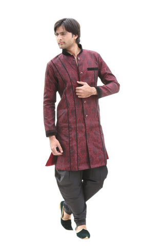 Image Title Maroon Indian Wedding Indo-Western Sherwani for Men