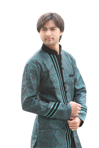 Image Title Rama Green Indian Wedding Indo-Western Sherwani for Men