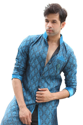 Image Title Blue Indian Wedding Indo-Western Sherwani for Men