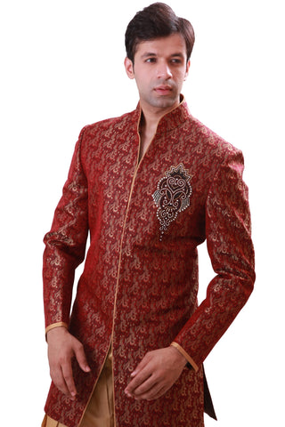 Image Title Maroon Indian Wedding Indo-Western Sherwani or Men
