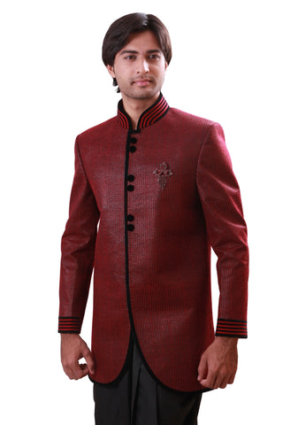 Image Title Burgundy Indian Wedding Indo-Western Sherwani for Men