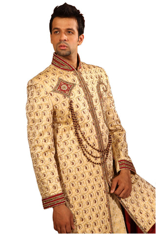 Image Title Royal Indian Wedding Golden Sherwani For Men