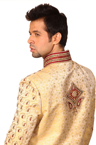 Image Title Royal Indian Wedding Golden Sherwani For Men