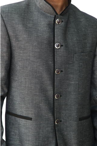 Image Title Majestic Grey Traditional Indian Jodhpuri Suit Sherwani For Men