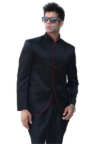 Image Title Royal Black Traditional Indian Jodhpuri Suit Sherwani For Men