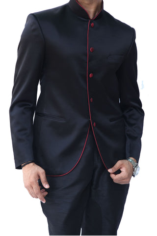 Image Title Royal Black Traditional Indian Jodhpuri Suit Sherwani For Men