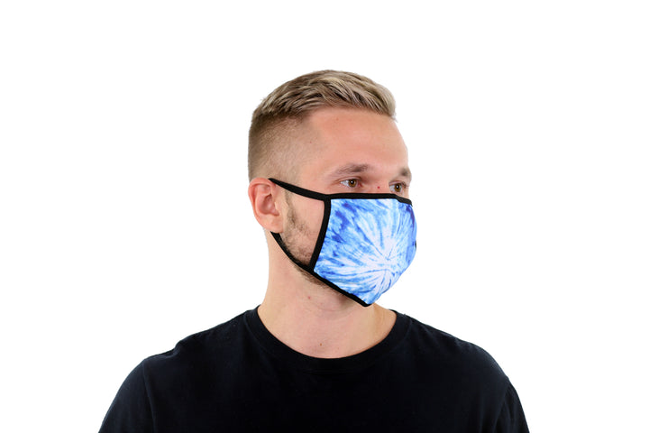3 Pk Tie Dye Print Reusable Face Mask Unisex Breathable Washable 2 Layer Ice Silk and Cotton Fabric