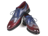 Paul Parkman Wingtip Oxfords Goodyear Welted Bordeuax Grey Blue Shoes (ID#BR027GRBL)