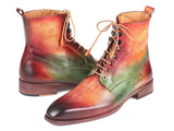 Paul Parkman Men's Green, Camel & Bordeaux Leather Boots (ID#BT533SPR) Size 7.5 D(M) US