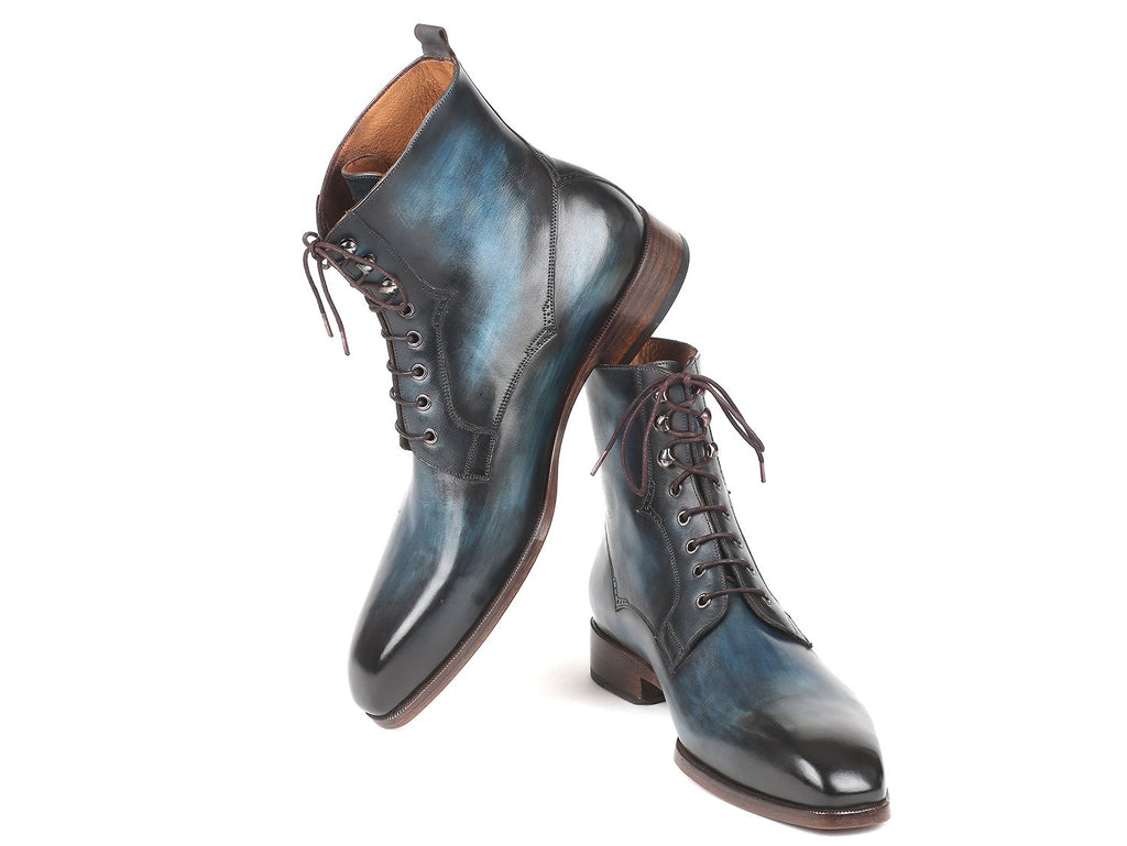 Image Title Paul Parkman Men's Blue & Brown Leather Boots (ID#BT548AW) Size 7.5 D(M) US