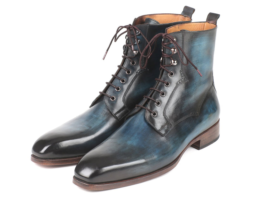 Image Title Paul Parkman Men's Blue & Brown Leather Boots (ID#BT548AW) Size 7.5 D(M) US