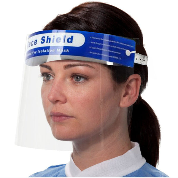 10 Pk Unisex Protective Face Shield with Clear Wide Visor with Adjustable Elastic Band