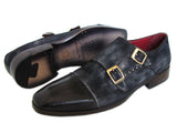 Paul Parkman Men's Captoe Double Monkstraps Navy Suede Shoes (Id#Fk77W) Size 13 D(M) Us