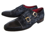 Paul Parkman Men's Captoe Double Monkstraps Navy Suede Shoes (Id#Fk77W) Size 11.5 D(M) Us