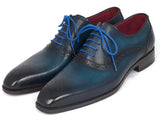 Paul Parkman Men's Blue & Navy Medallion Toe Oxfords Shoes (ID#FS88VA) Size 6.5-7 D(M) US