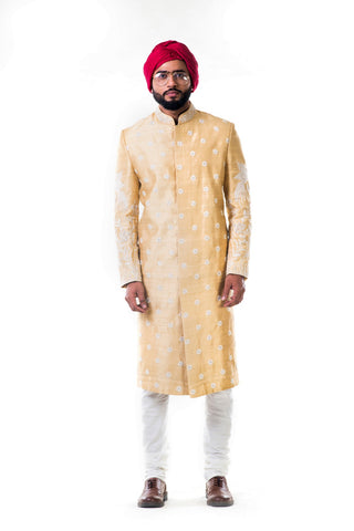 Image Title Off-White Thread Work Embroidery Sherwani Set