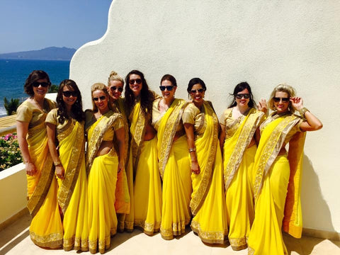 Image Title Charming Yellow and Gold Bridesmaid Saris
