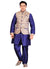 Blue Dupioni Raw Silk Indian Wedding Indo-Western Sherwani For Men