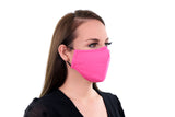 2 Pack Hot Pink Reusable Face Masks 3 Layer Cotton Fabric with Pocket for Filter, Nose Strip and Adjustable Ear Loops