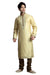 Saris and Things Cream Jacquard Readymade Ethnic Indian Kurta Pajama for Men