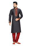 Image Title Saris and Things Black Ghicha Silk Readymade Ethnic Indian Kurta Pajama for Men
