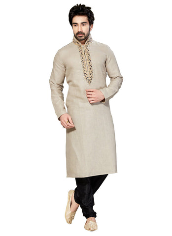 Image Title Saris and Things Gray Linen Readymade Ethnic Indian Kurta Pajama for Men
