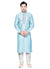 Saris and Things Blue Dupioni Raw Silk Readymade Ethnic Indian Kurta Pajama for Men
