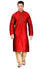 Saris and Things Red Dupioni Raw Silk Readymade Ethnic Indian Kurta Pajama for Men