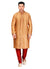 Saris and Things Brown Dupioni Raw Silk Readymade Ethnic Indian Kurta Pajama for Men