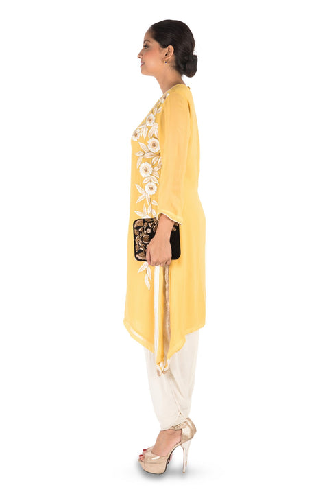 Resham Embroidered Mango Suit Set