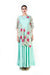 Embroidered Firozi Gown With A Floral Work Cape