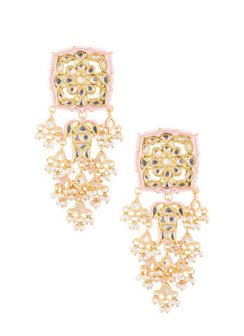 Image Title Kundan Earrings With Pink Meenakari - MRR264