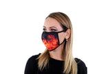 3 Pk Printed Orange Flame Multi Color Reusable Face Mask Unisex Breathable Washable 2 Layer Ice Silk & Cotton Fabric