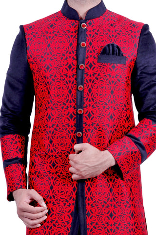 Image Title Red and Black Indian Wedding Indo-Western Sherwani for Men