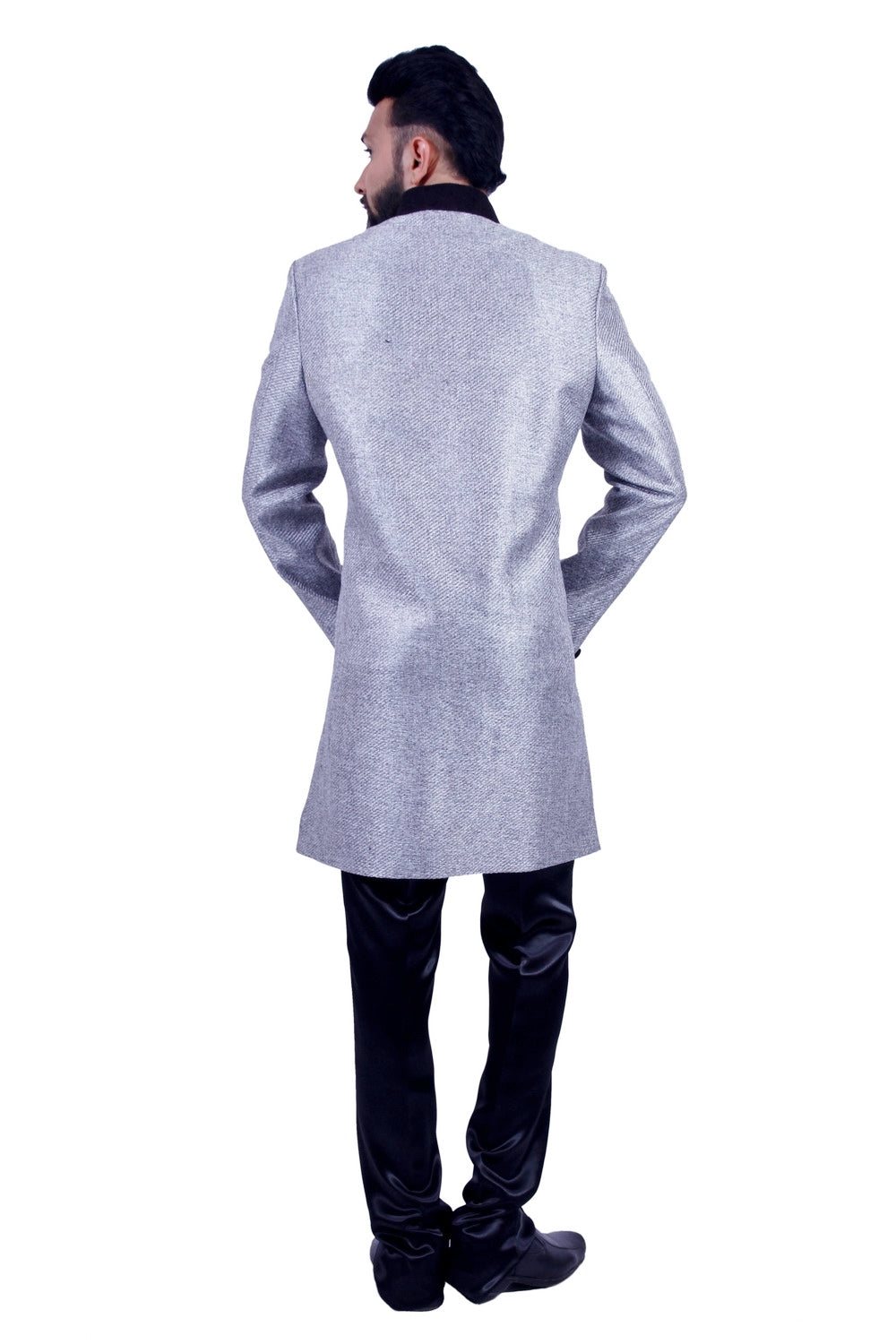 Image Title Silver Indian Wedding Indo-Western Sherwani for Men