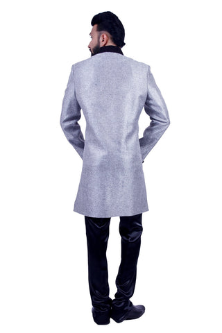 Image Title Silver Indian Wedding Indo-Western Sherwani for Men