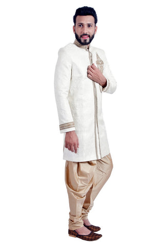 Image Title Off White Indian Wedding Indo-Western Sherwani for Men