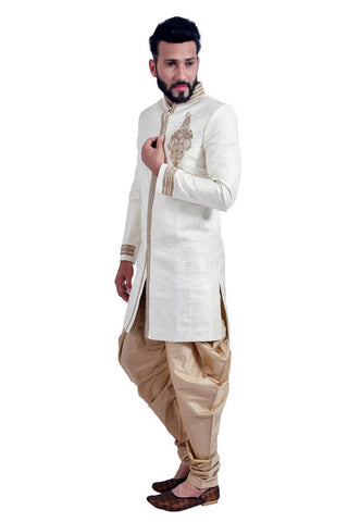 Image Title Off White Indian Wedding Indo-Western Sherwani for Men
