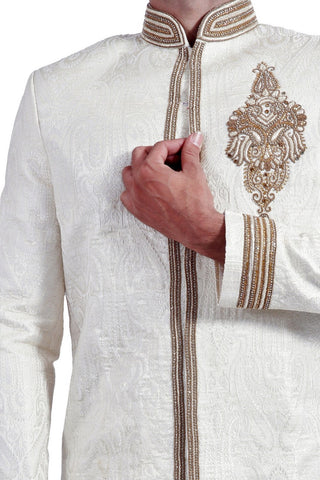 Image Title Off White Indian Wedding Indo-Western Sherwani for Men