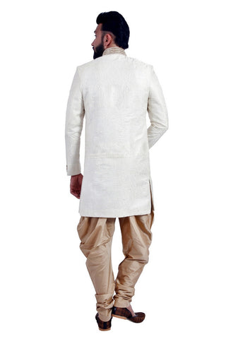 Image Title Off White Indian Wedding Indo-Western Sherwani for Men