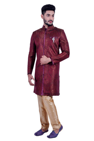 Image Title Short Multicolor Indian Wedding Indo-Western Sherwani for Men