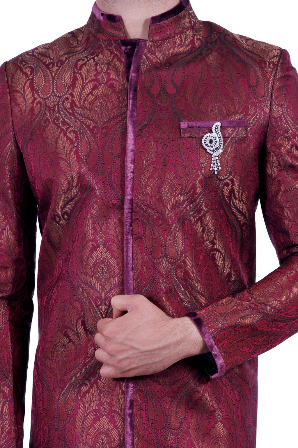 Image Title Short Multicolor Indian Wedding Indo-Western Sherwani for Men