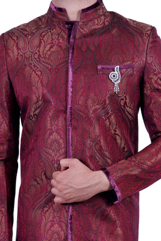 Image Title Short Multicolor Indian Wedding Indo-Western Sherwani for Men