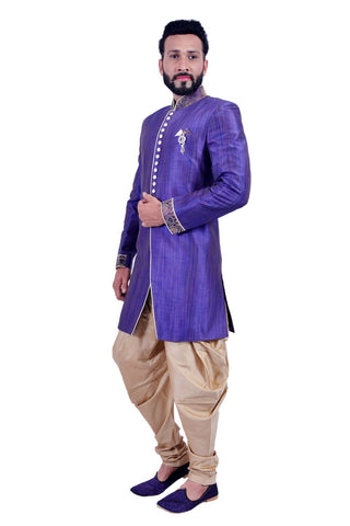 Image Title Blue Indigo Indian Wedding Indo-Western Sherwani for Men