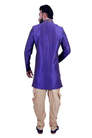 Image Title Blue Indigo Indian Wedding Indo-Western Sherwani for Men