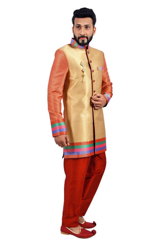 Image Title Designer Short Multicolored Indian Wedding Indo-Western Sherwani for Men