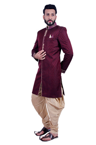 Image Title Wine Indian Festive Occasion Indo-Western Sherwani for Men