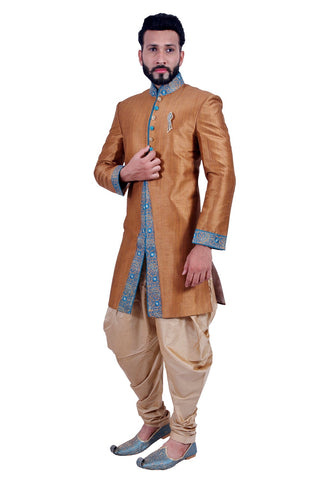 Image Title Sienna Brown Indian Wedding Indo-Western Sherwani for Men