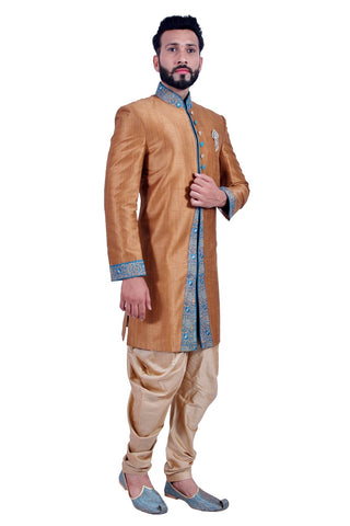 Image Title Sienna Brown Indian Wedding Indo-Western Sherwani for Men
