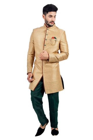 Image Title Natural Jute Indian Wedding Indo-Western Sherwani for Men